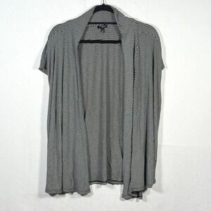 Talbots Woman 3X Black White Striped Open Front sleeveless Cardigan office teach